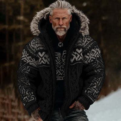 Stylish Winter Warmth Flannel 3D-Printed Hooded Zip-Up Cardigan