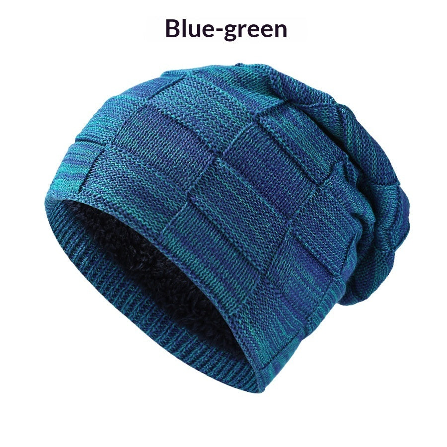Mens Winter Knitted Hat Couples Style Warm Fleece-Lined Ear-Protecting Wool Cap