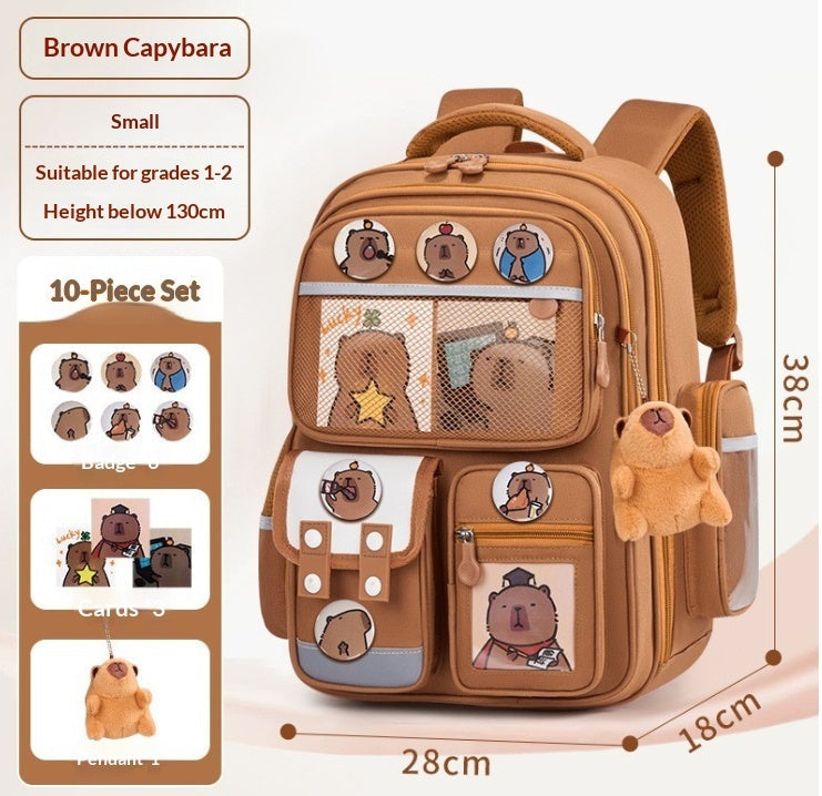 Cartoon Water Dolphin Kapibala Elementary School Backpack
