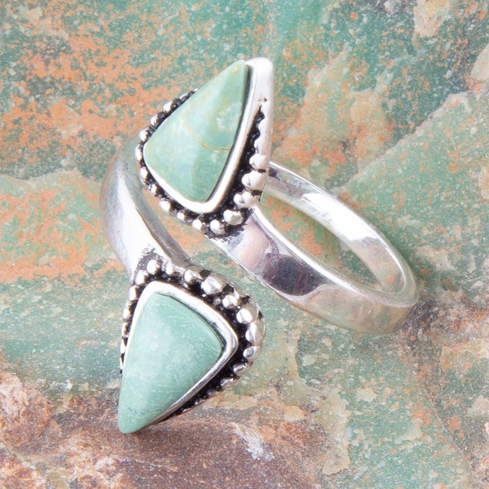 Begondor Green Turquoise and Sterling Silver Adjustable Ring - ThisandThatShoppe