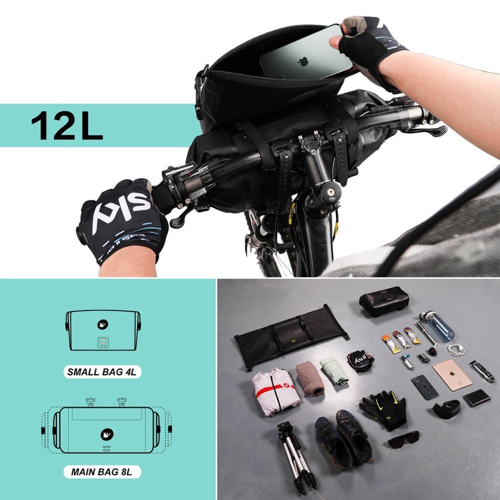 Bicycle Bag Waterproof Big Capacity Handlebar Bag 2 Piece Front Tube Cycling Bag Bike Accessories Bike Bag Waterproof Bike Handlebar Bag Bicycle For Sport Bicycle Cycling Accessories