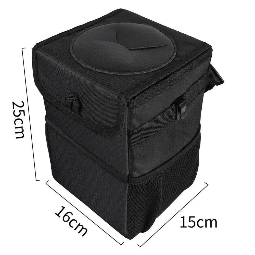Black Car Trash Can Hanging Seat Back Bag Multi-functional Waterproof Folding Easy Storage Box For Cars