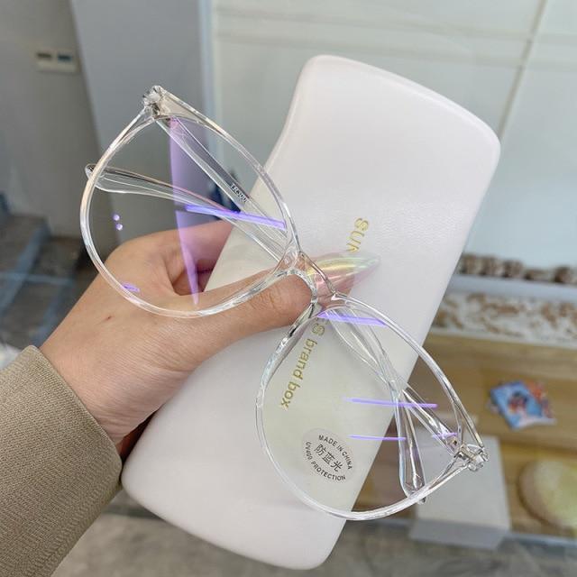 Black Fashion Anti Blue Light Transparent Computer Glasses Lightweight Frames For Women Men Round Eyewear Round Women Optical Eyewear Frames Vintage Cat Eye