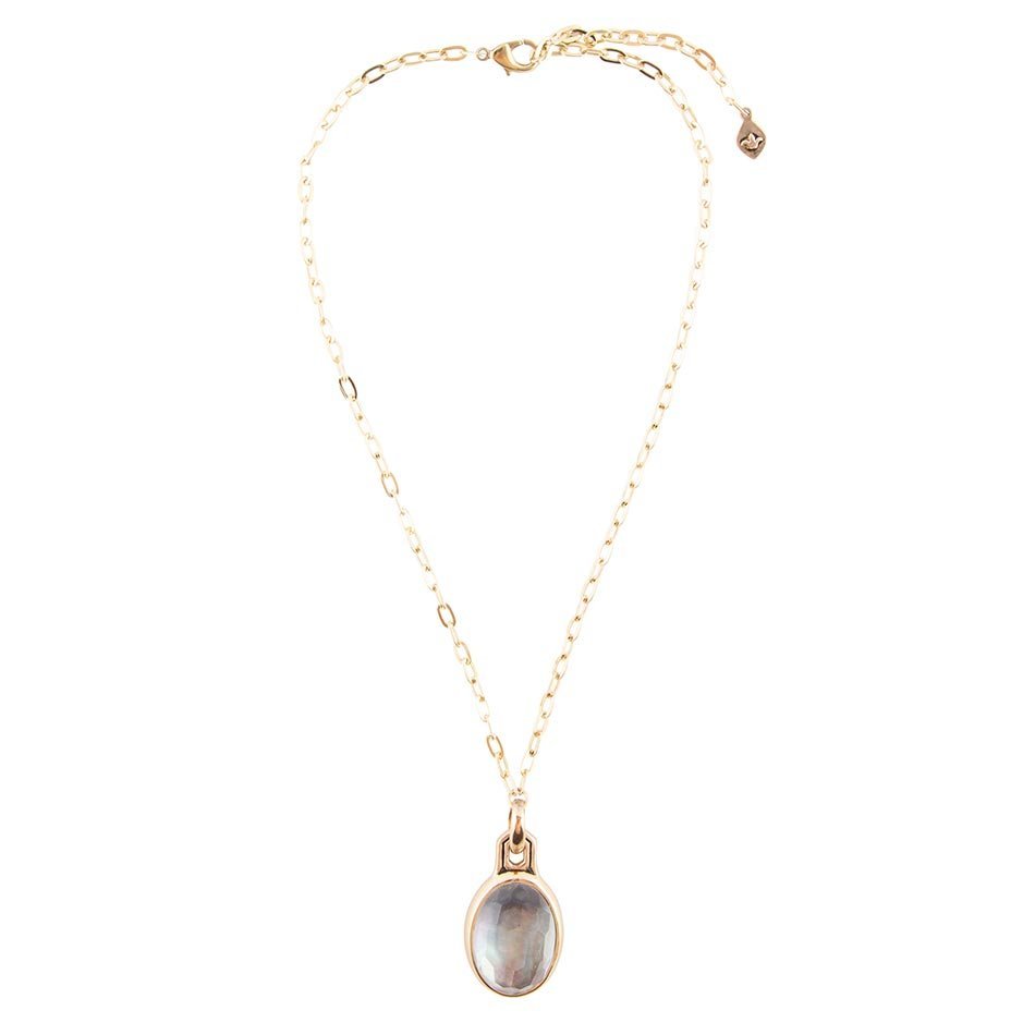 Black Mother of Pearl Golden Pendant Necklace - ThisandThatShoppe