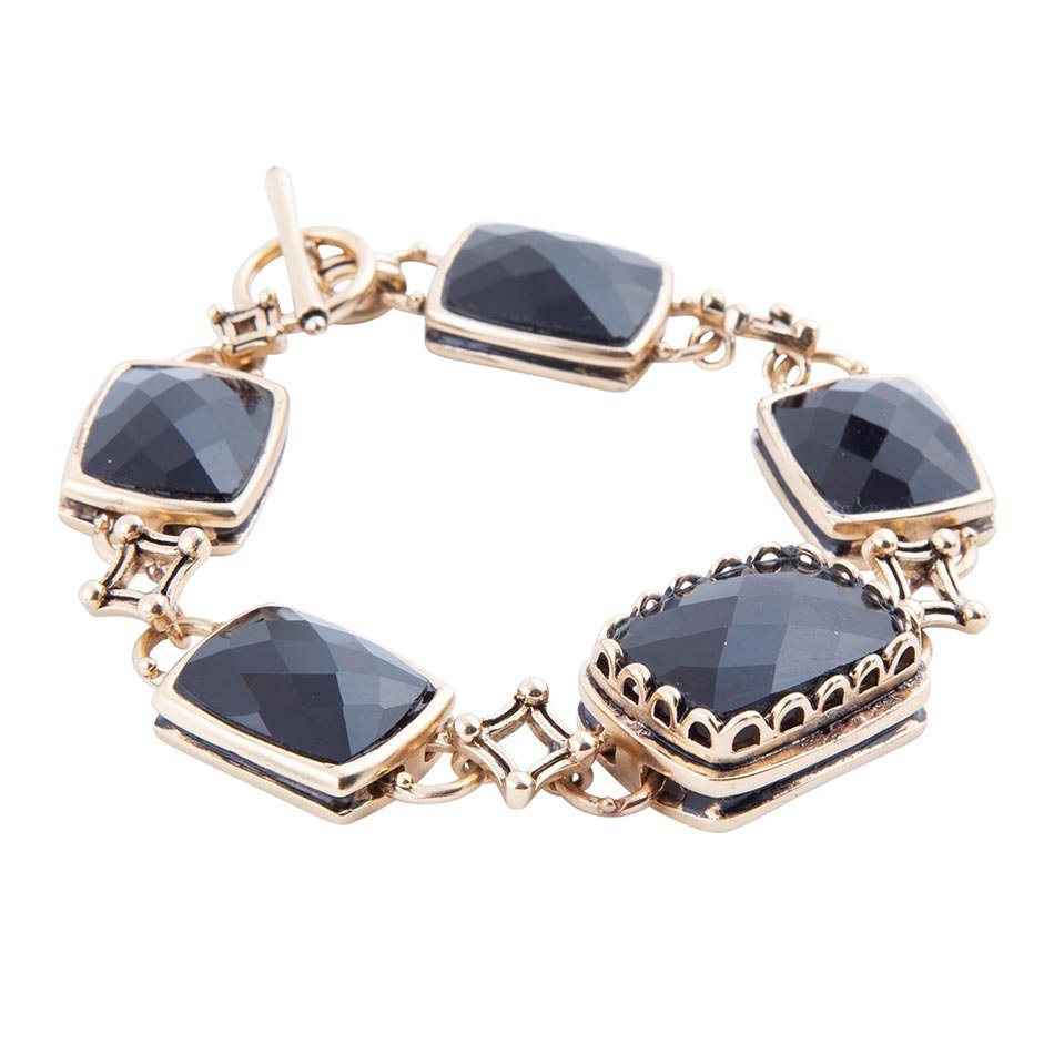 Black Onyx Golden Link Bracelet - ThisandThatShoppe