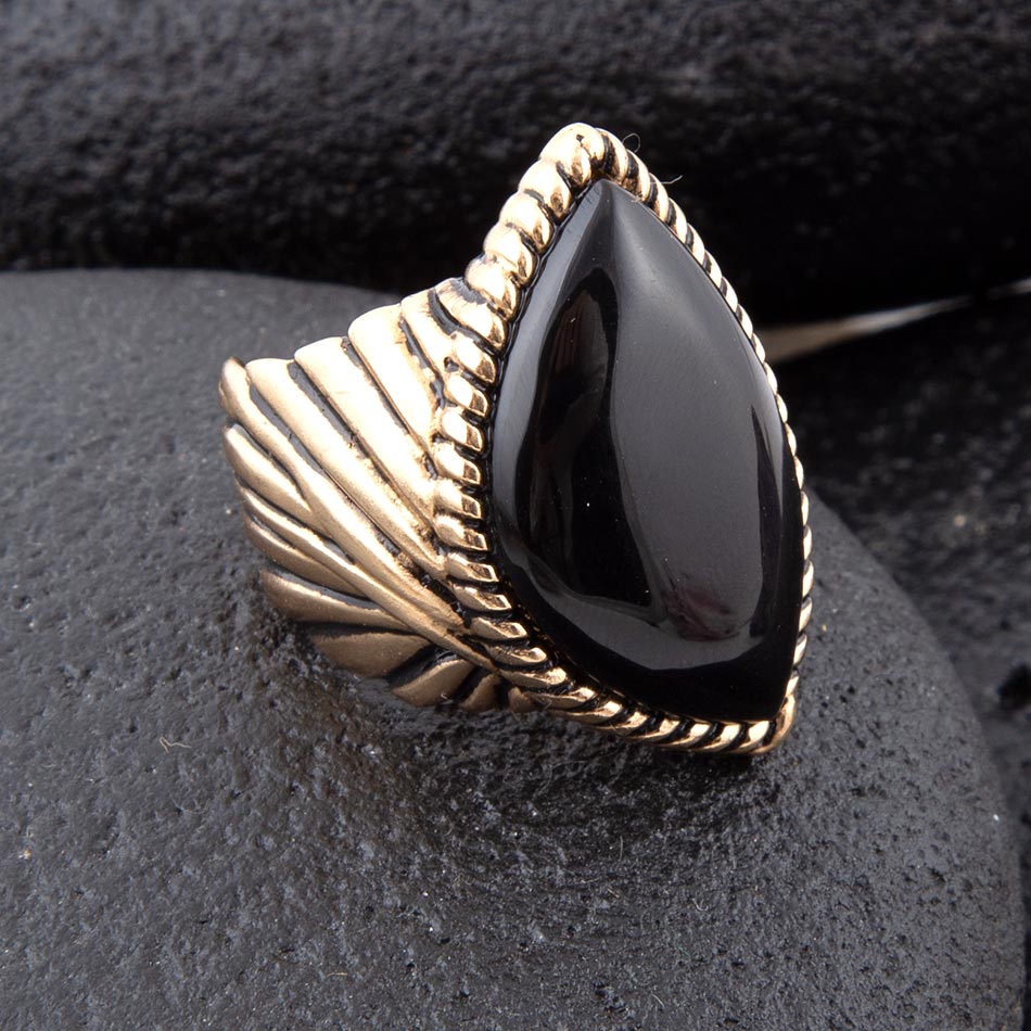 Black Onyx Golden Statement Rings - ThisandThatShoppe