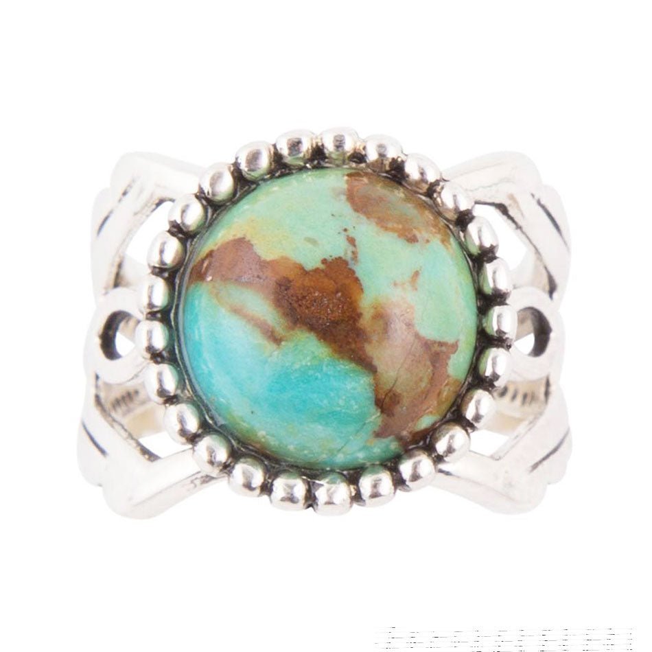 Blessing Blue Turquoise and Sterling Silver Ring - ThisandThatShoppe