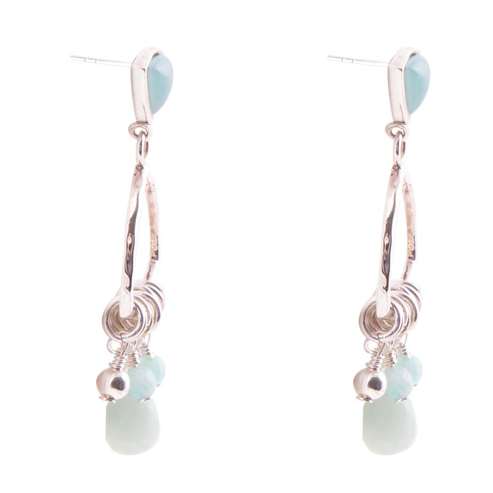 Blue Amazonite and Sterling Silver Chandelier Earrings - ThisandThatShoppe