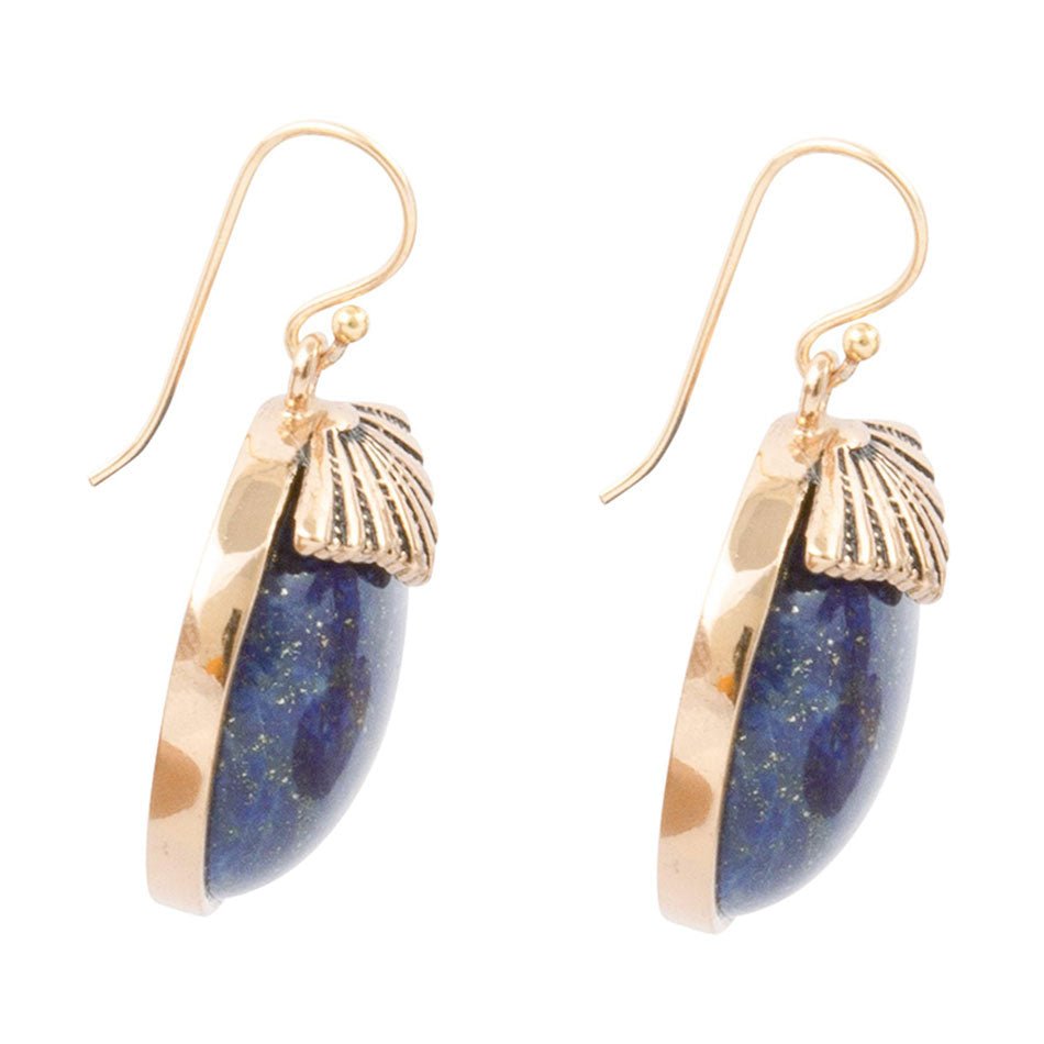 Blue Lapis Circle Golden Drop Earings - ThisandThatShoppe