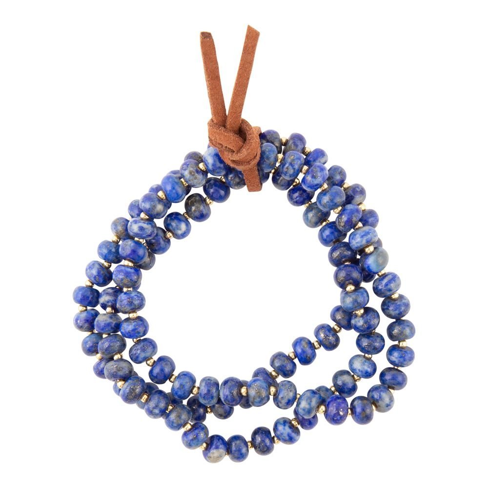 Blue Lapis Triple Strand Golden Bracelet Set - ThisandThatShoppe