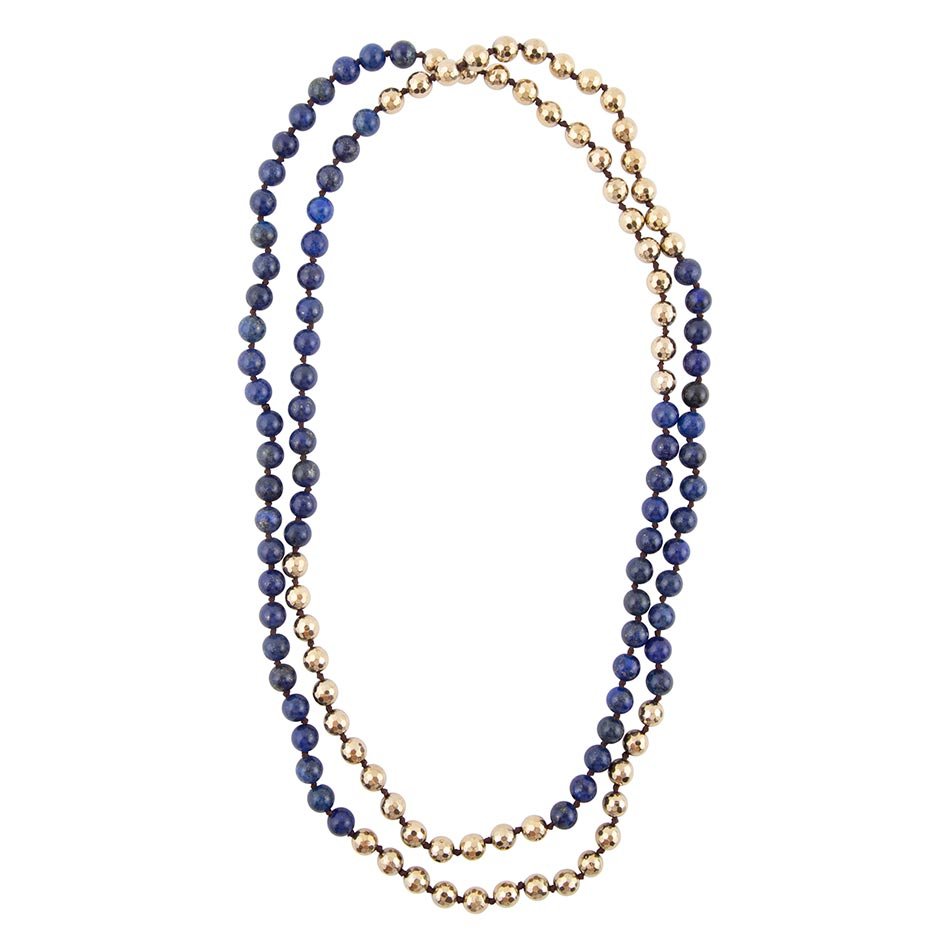 Blaue Lapis Wickel-Halskette in Gold