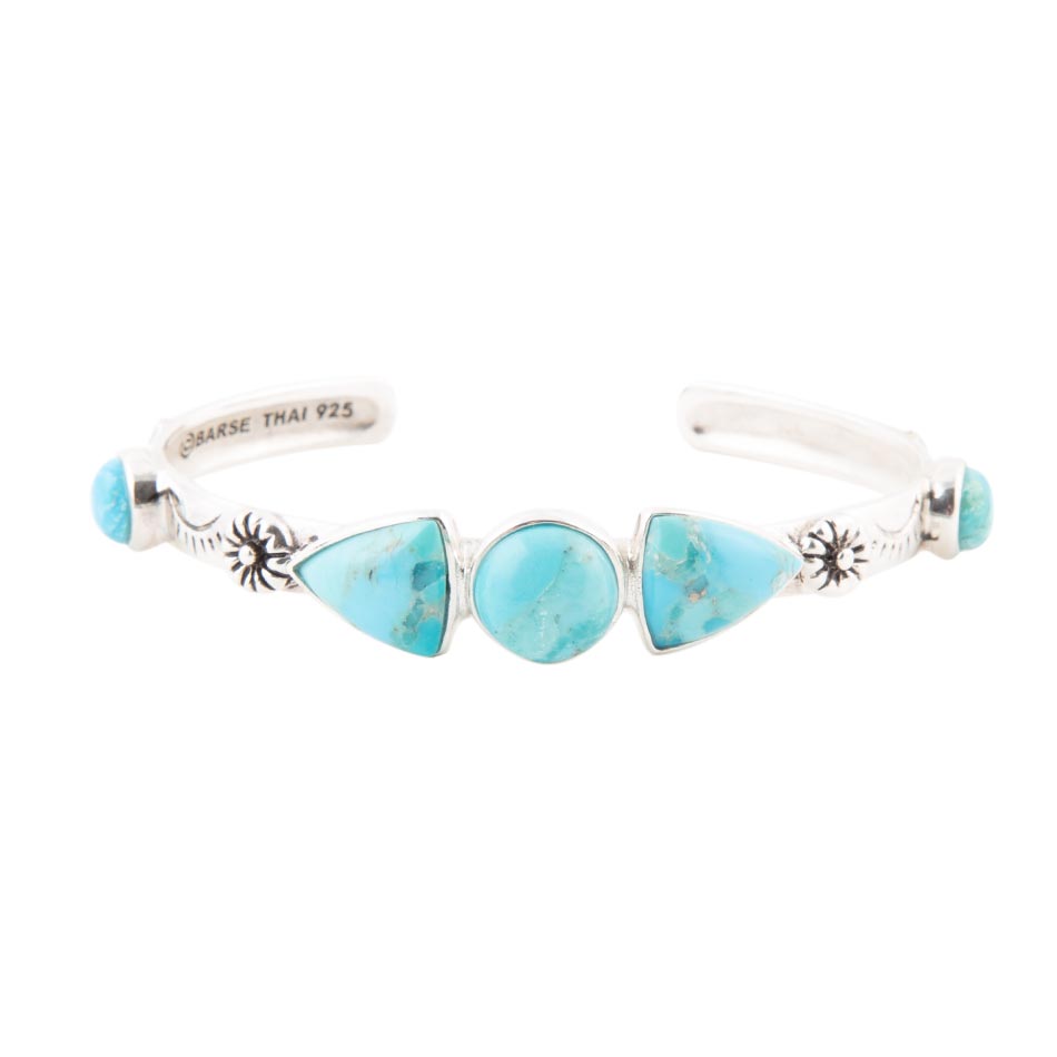 Blue Turquoise and Sterling Silver Cuff Bracelet - ThisandThatShoppe