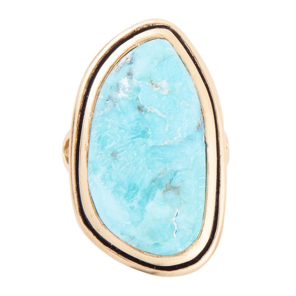 Blue Turquoise Golden Statement Ring - ThisandThatShoppe