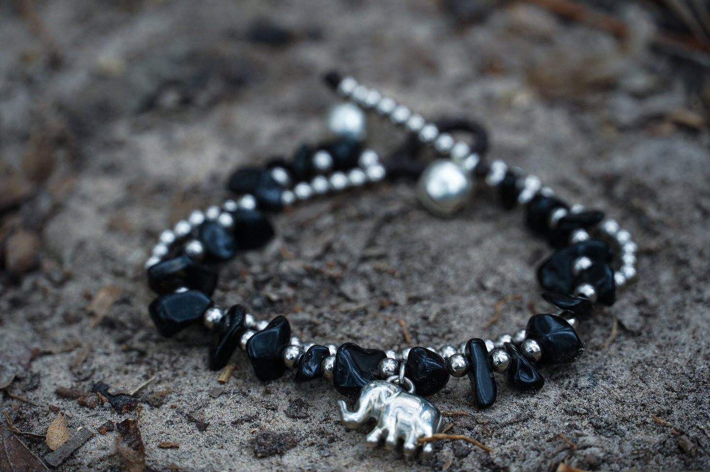 Boho Elefant Silber Stein Perlenarmband-Set für Damen