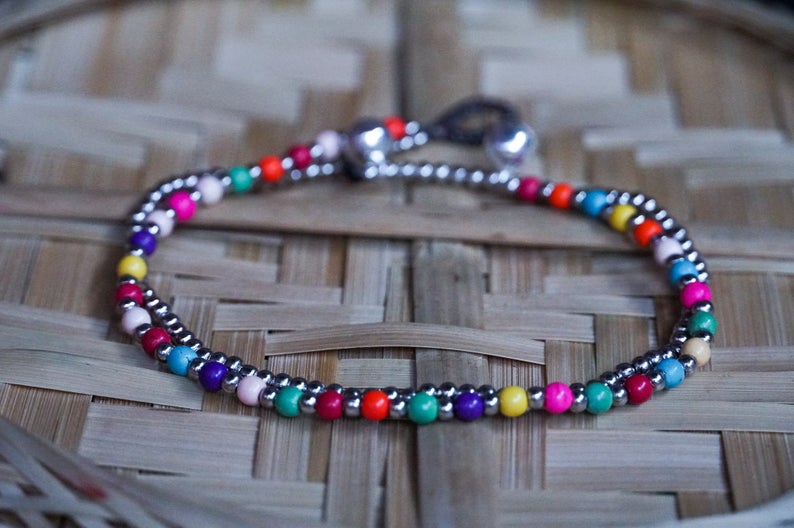 Cheville Boho Argent Double Bande Pour Femmes Superposée Plage