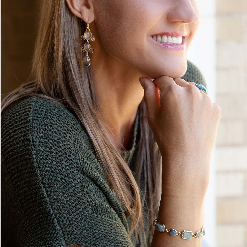 Bold Labradorite and Bronze Toggle Bracelet - ThisandThatShoppe