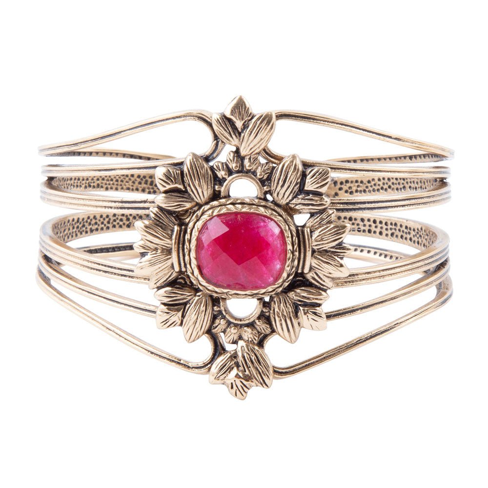 Bordeaux Quarz und bronzenes kunstvolles Armband