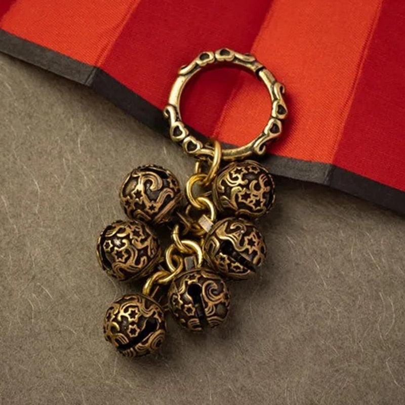 Brass Handicraft Die-Casting Wind Chimes Bell Button Wind Bell Bronze Bell Gift Home Decoration Pendant Brown Bell Metal Chandelier Wind Chime