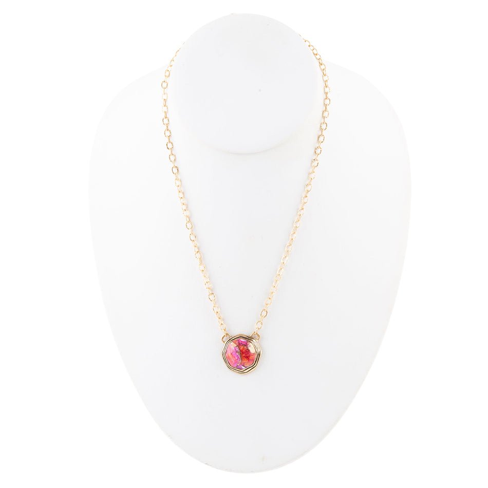 Luca Pink Magenta Spiny Oyster Golden Pendant Necklace - ThisandThatShoppe