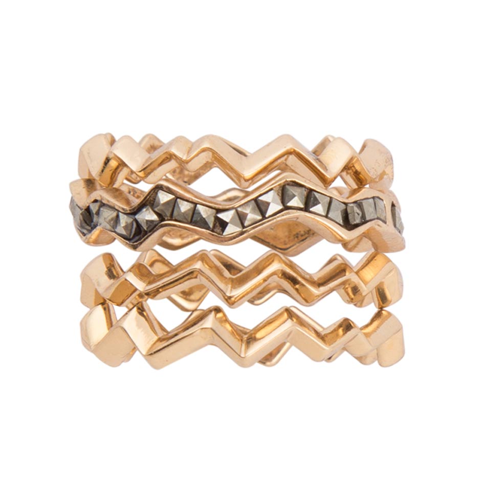 Marcasite and Bronze Stack Ring Set - ThisandThatShoppe