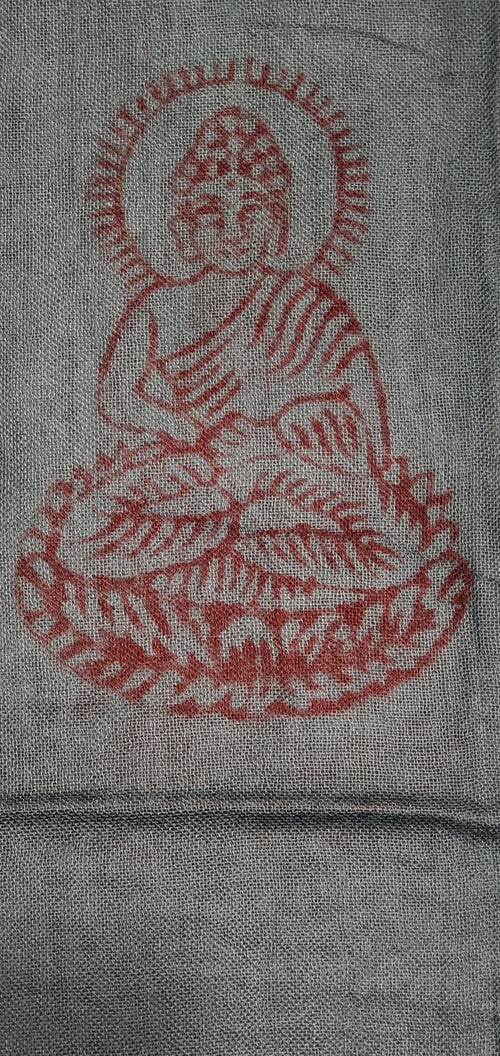 Blauer Om-Print-Schal, leicht, Boho, asiatisches Symbol, Wickeltuch