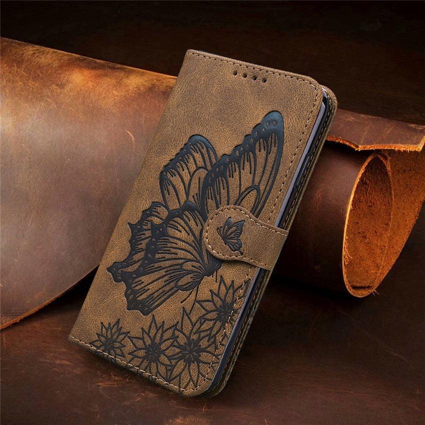 Butterfly Leather Flip Cover For iPhone 14 X XS XR 13 12 11 Pro Max 12 MINI Phone Wallet Case PU Leather Wallet Case Butterfly Flower Pattern Design Magnetic Flip Case Shockproof Protective Cover