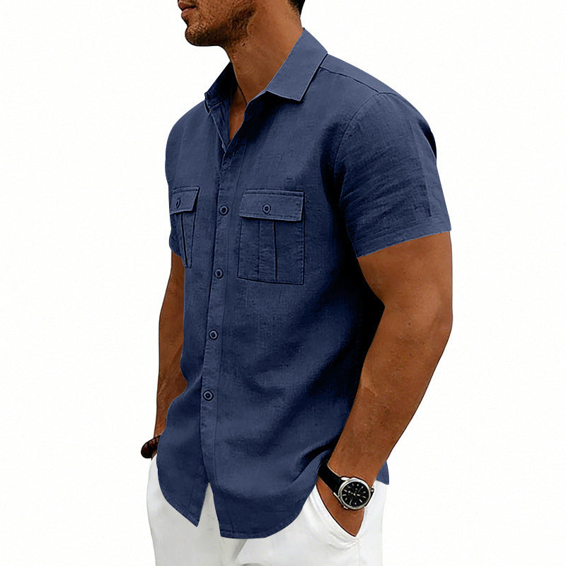 American-style Casual Loose-fit T-shirt With Two Pockets