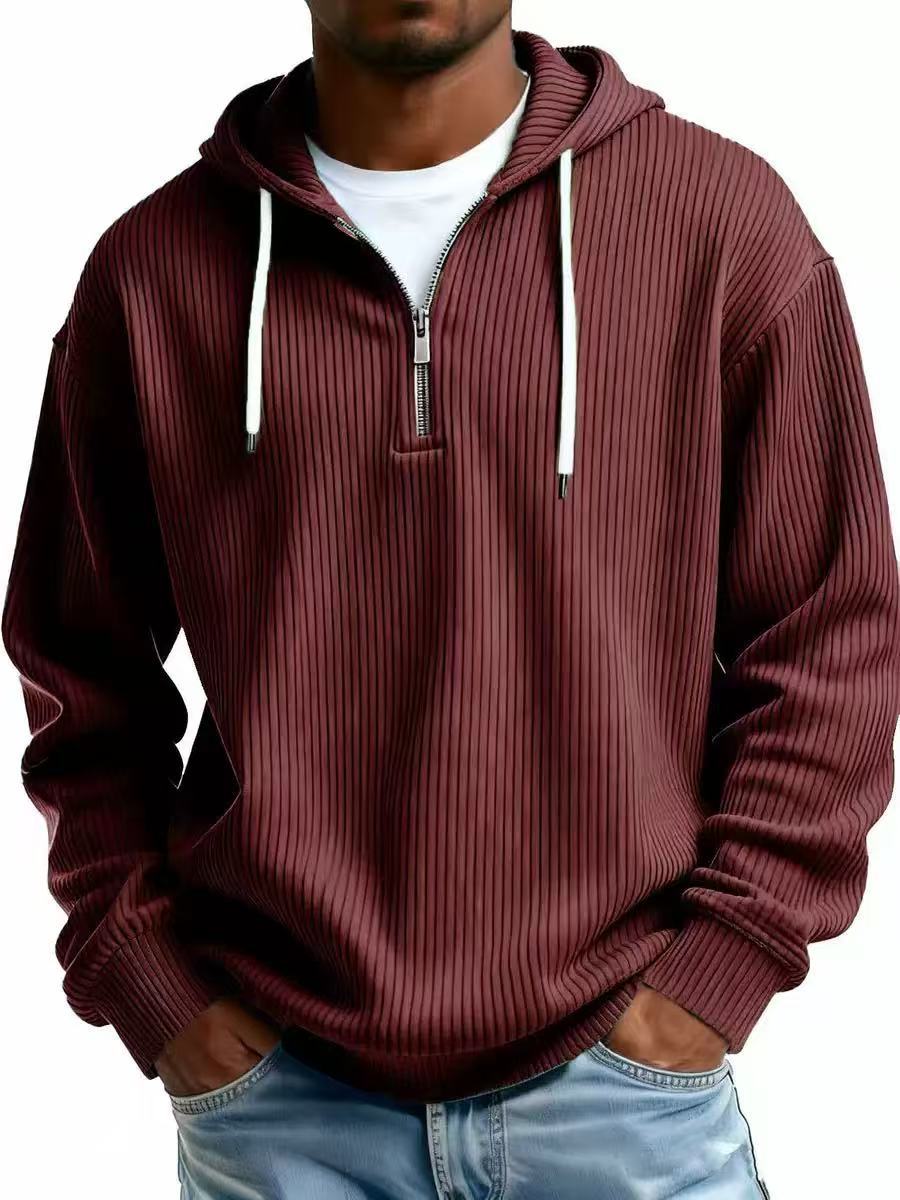 Mens Long-Sleeve Hooded Jacket Loose-Fit Casual Sweatshirt