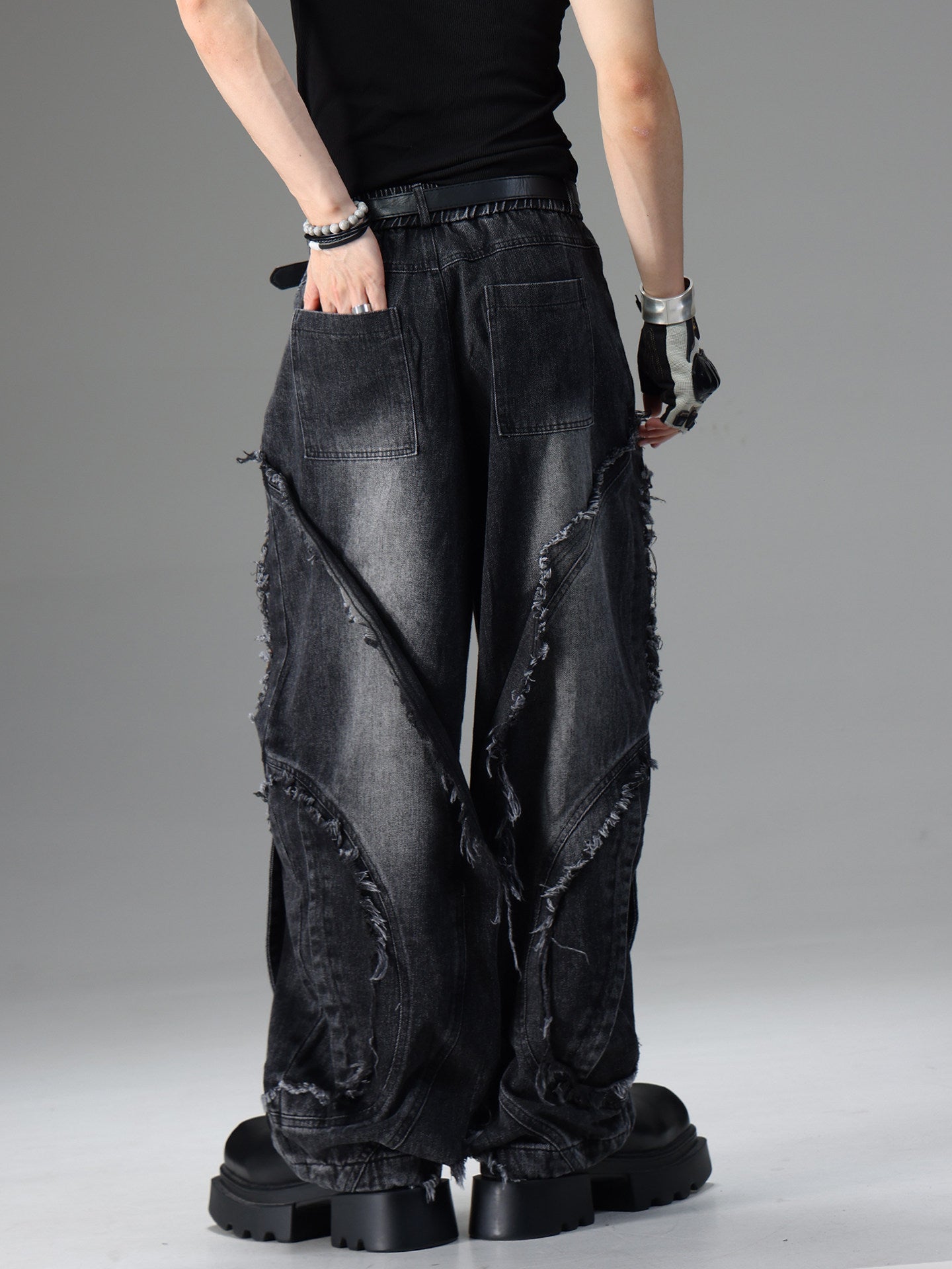 American-style Vintage Deconstructed Distressed Jeans