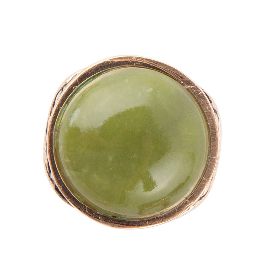 Green Canadian Jade Golden Statement Ring - ThisandThatShoppe