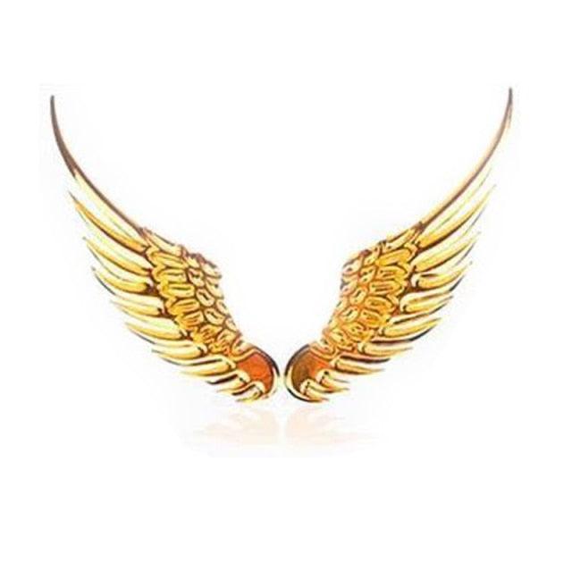 Car Stickers Metal 3D Double-sided Tape Stick 1 Pair Gold Sliver Wing Decals Decorations Emblem Logo Badge Bumper Trunk Tailgate Window Angel Wings Emblem 3D Metal Car Auto Symbol Motorcycle Car Styling Tools Accessories