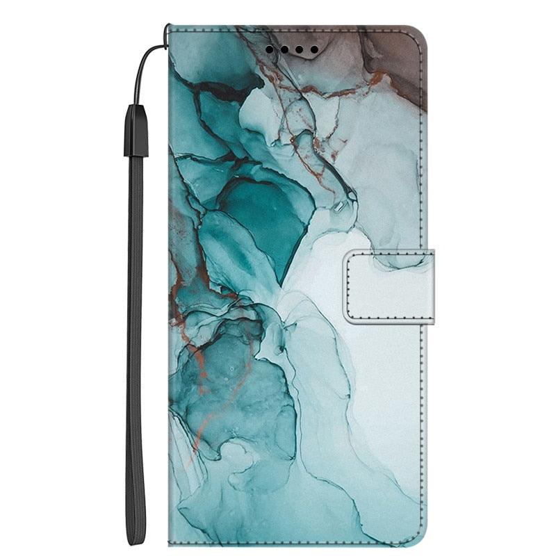 Card Holder PU Leather Wrist Strap Protective Wallet Case Marble Leather Case For Xiaomi Redmi Note 11S 11 Pro 5G Flip Cover Stand Wallet Book Case For Redmi Note11S 11Pro 5G 2022