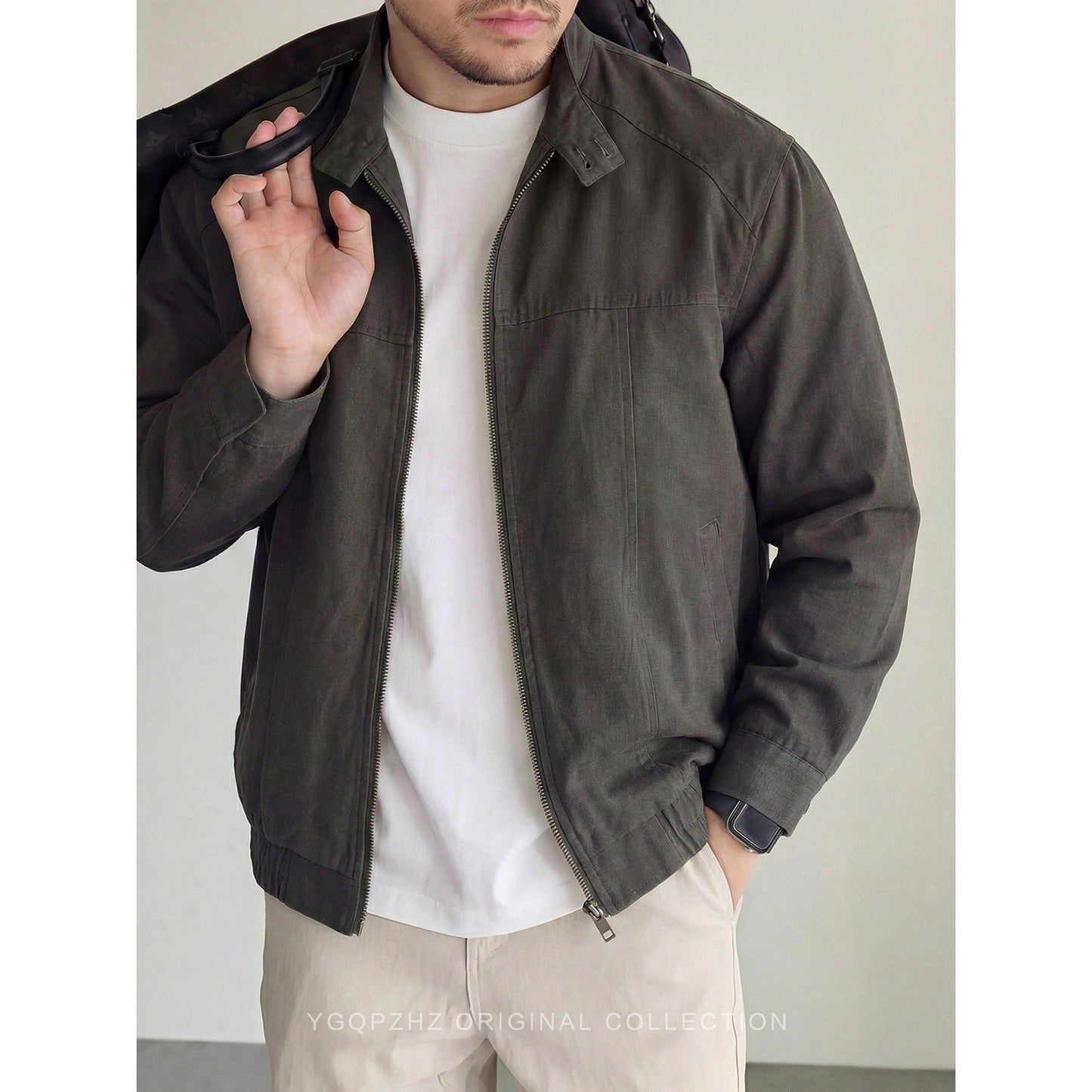 Old-money-style Vintage Stand-collar Utility Jacket