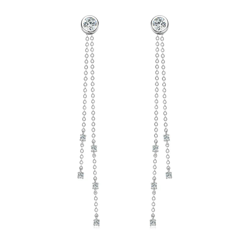 Zertifizierte Moissanit Quasten Ohrstecker 925 Sterling Silber Kettenanhänger