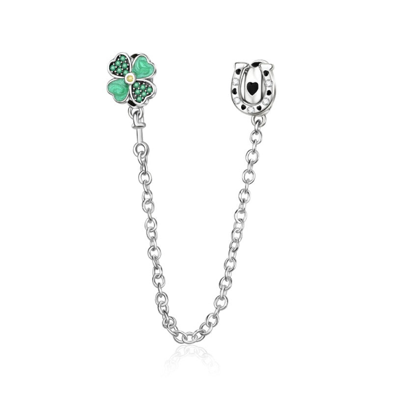 DIY Silver-Plated Pendant Charming Heart Lucky Bracelet Beaded Necklace