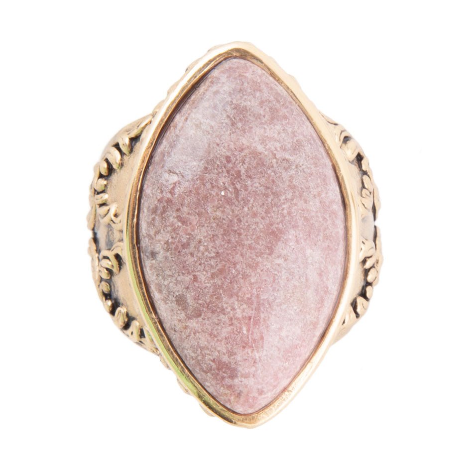 Champion Pink Rhodonite Golden Cocktail Ring - ThisandThatShoppe