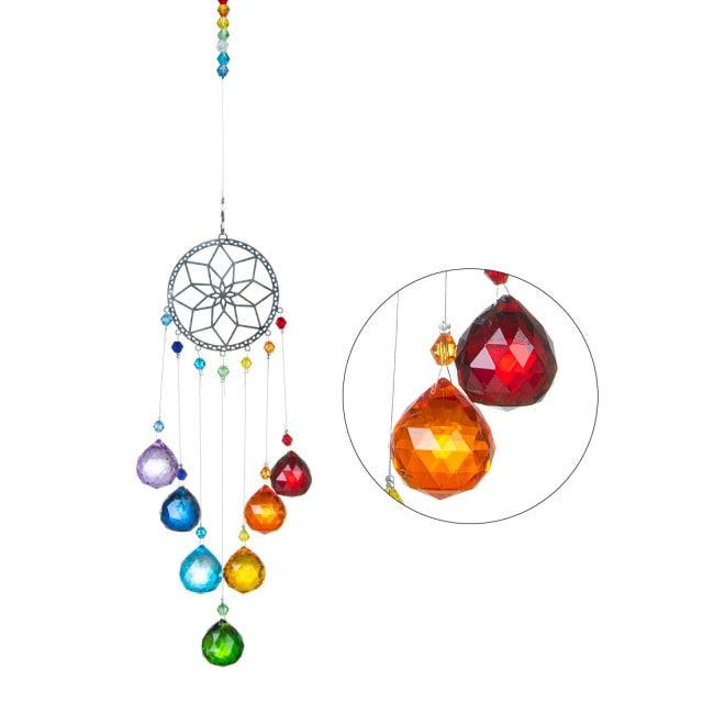 Chandelier Wind Chimes Ab Coating Crystal Prisms Hanging Sun Catcher Rainbow Chaser Crystals Ball Prisms Window Curtains Pendant Home Decor Gifts Garden Patio Yard