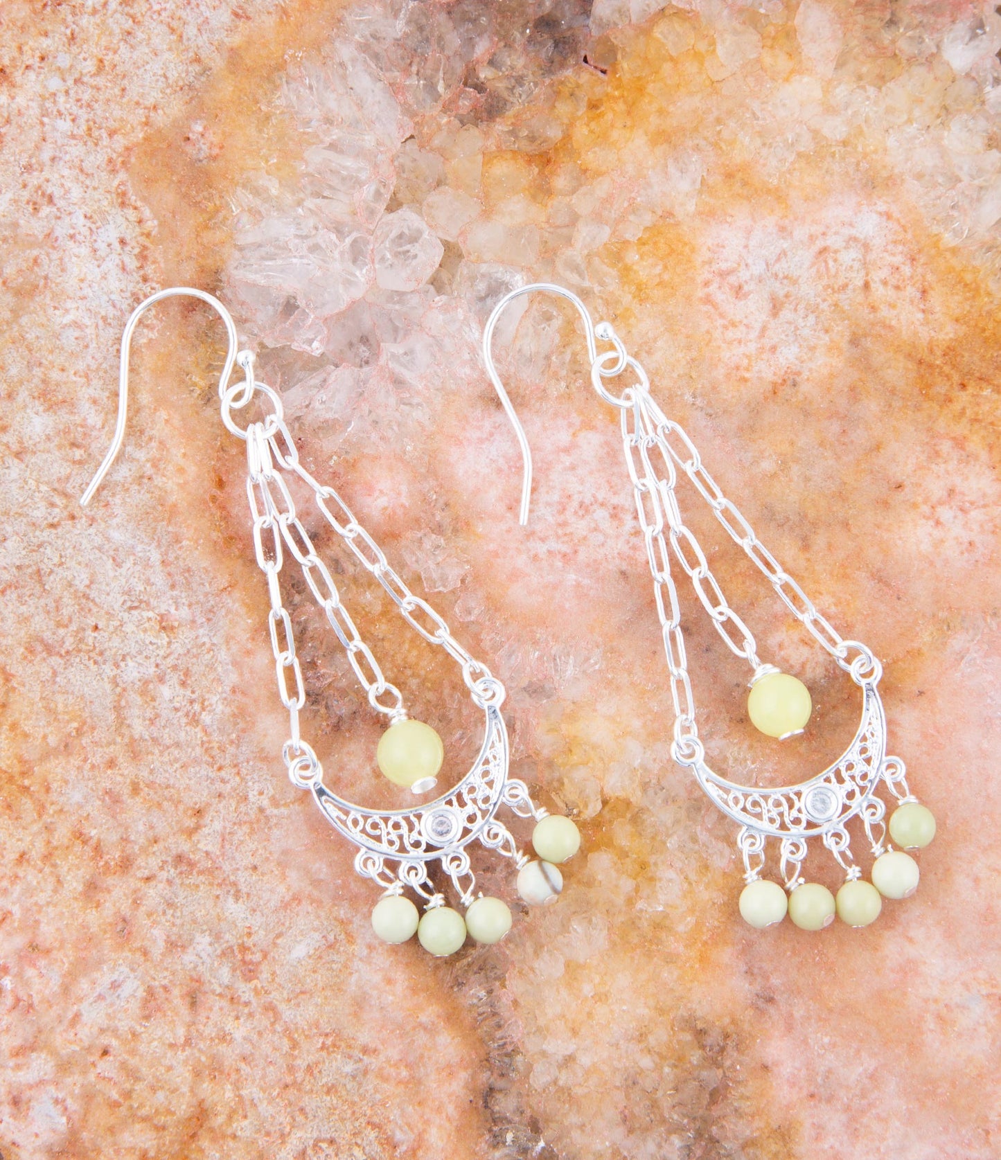 Chartruese Lemon Jade Chandelier Earrings - ThisandThatShoppe
