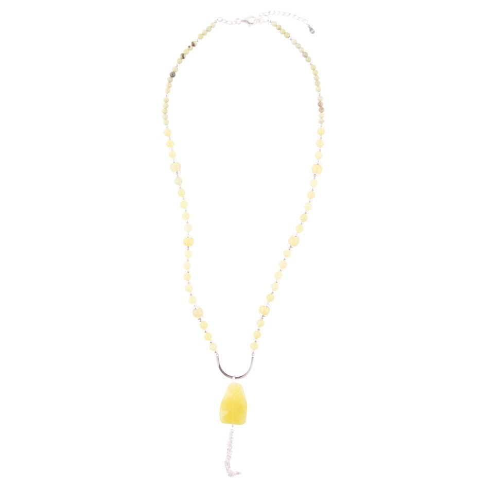 Chartruese Lemon Jade Long Pendant Necklace - ThisandThatShoppe
