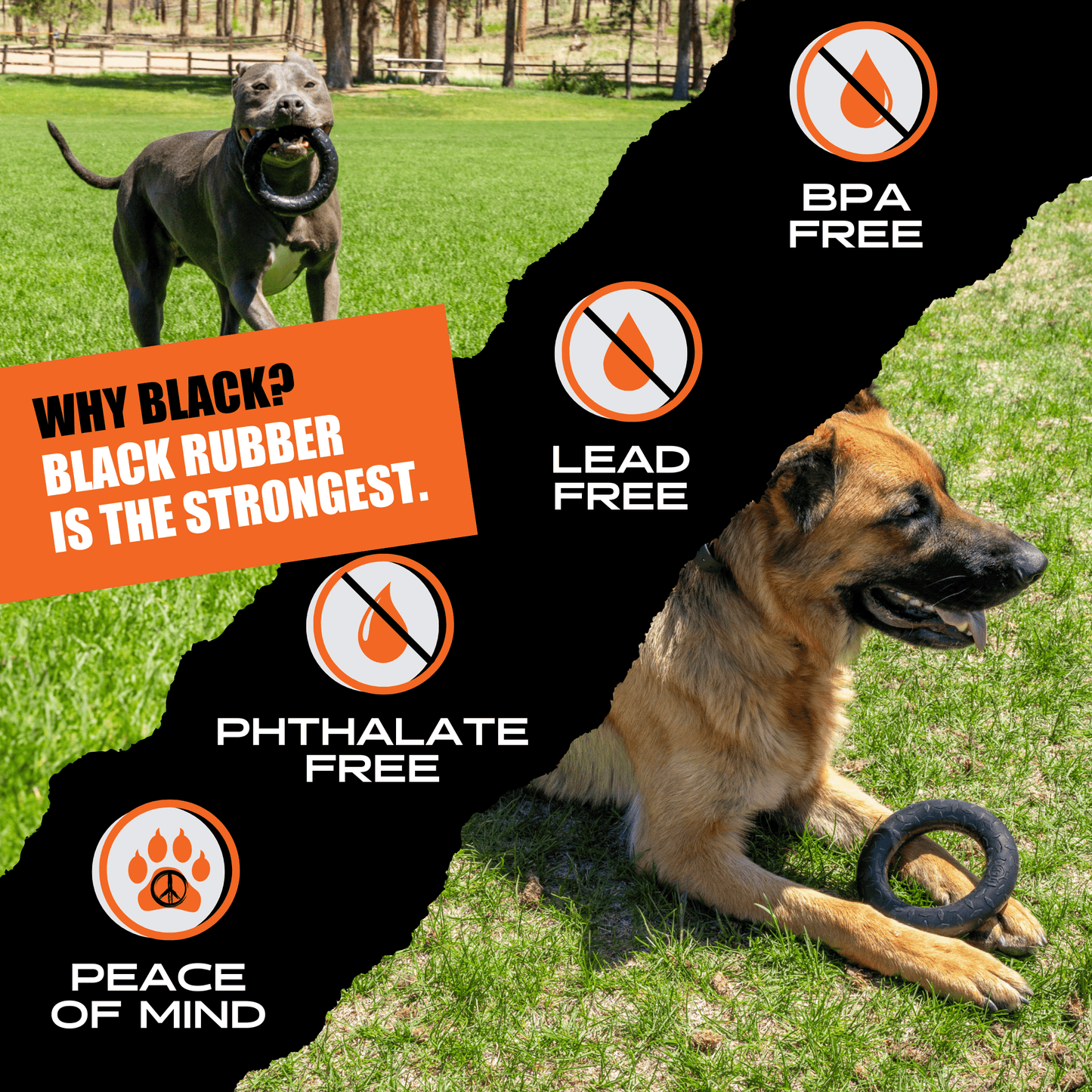 Durable American-made Chew Ring for medium to large aggressive dogs, safe natural rubber toy trusted by K9 units