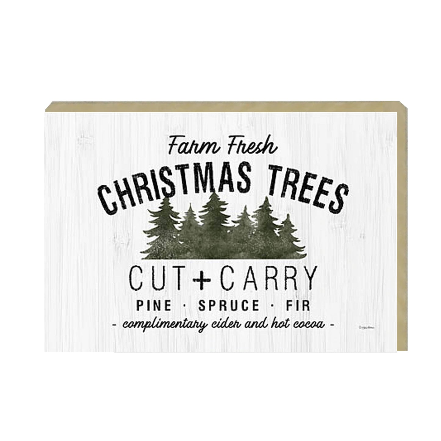 Panneau décoratif rustique en bois « Farm Fresh Christmas Trees Cut And Carry » 15 x 10 x 2,5 cm, décoration de Noël et d'hiver