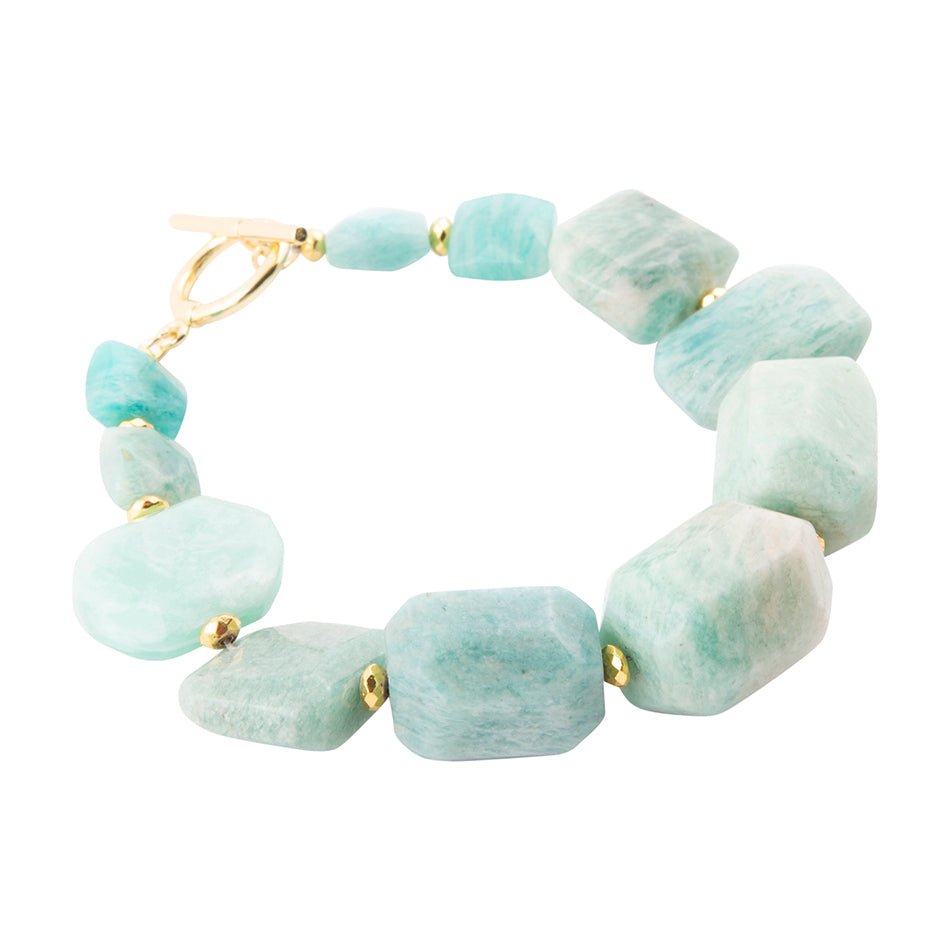 Chunky Green Amazonite Golden Toggle Bracelet - ThisandThatShoppe