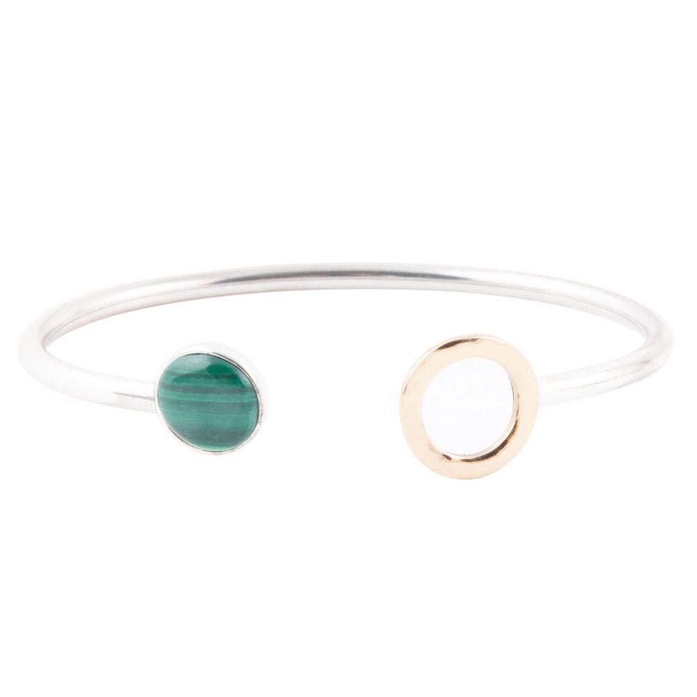 Circle Two Toned Green Malachite Cuff Bracelet - ThisandThatShoppe