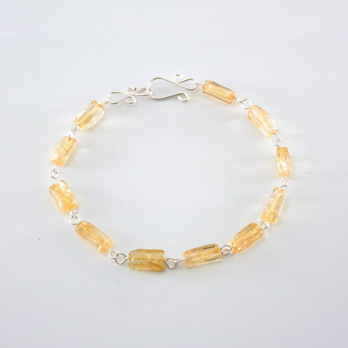 Citrin-Armband aus Sterlingsilber, Naturstein, handgefertigt