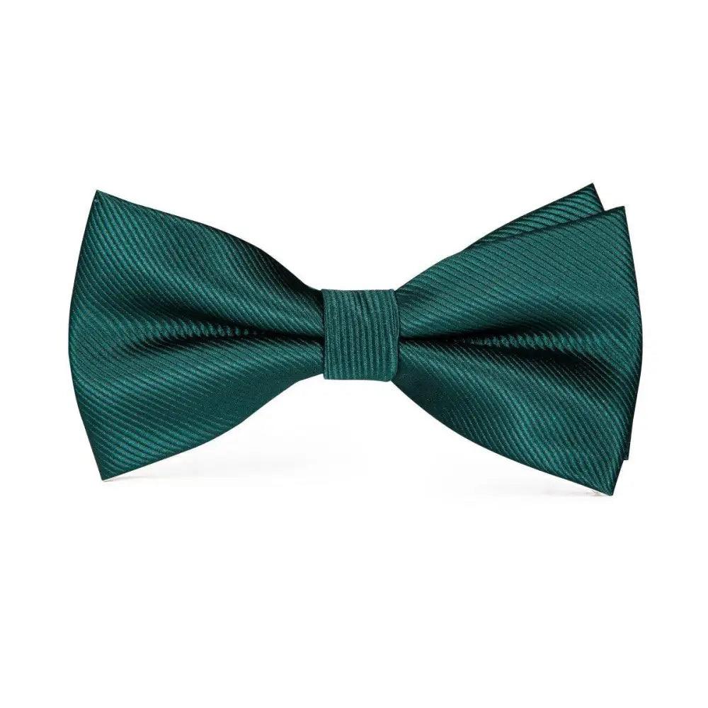 Classic Green Bow Ties Men Silk Butterfly Tie With Pocket Square And Cufflinks Set For Men Elegant Design Wedding Party Bowties Solid Color Gentleman Bow Tie And Pocket Square Cufflink Set