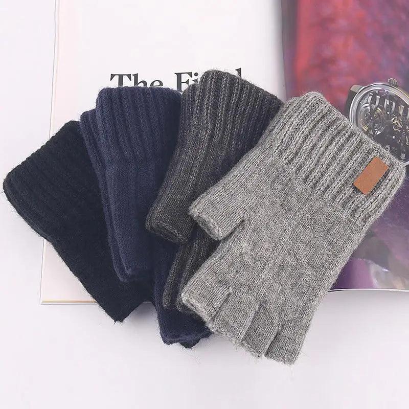 Classic Knitted Fingerless Winter Unisex Outdoor Gloves For Men Women Retro Soft Unisex Stretch Elastic Warm Half Finger Cycling Gloves