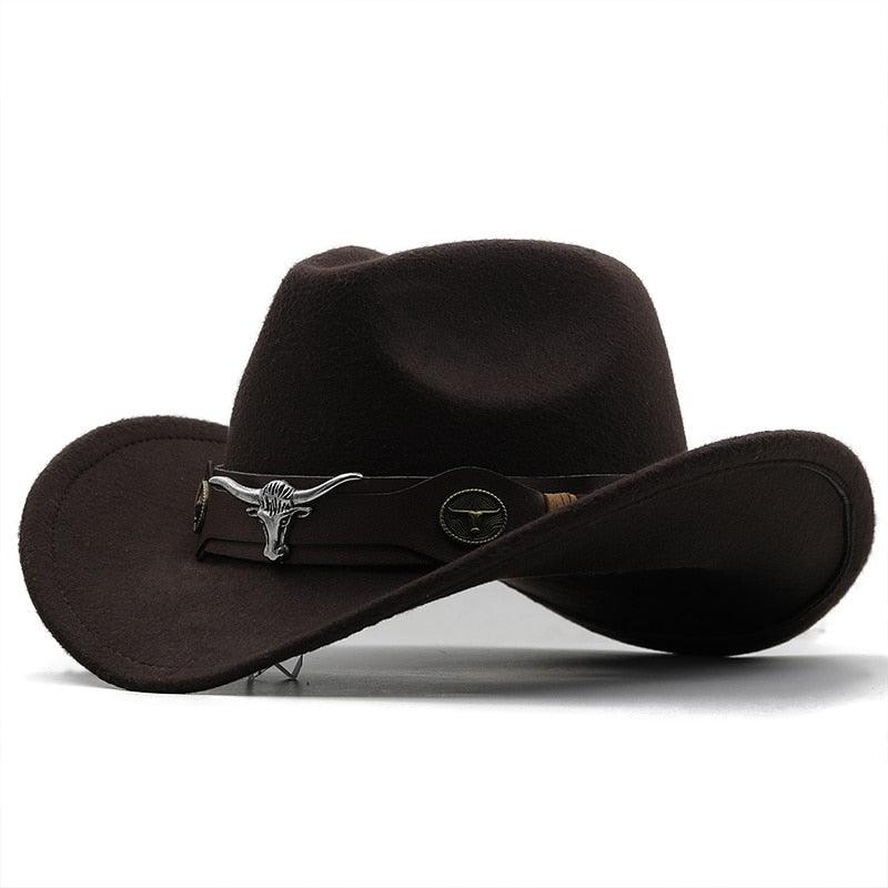 Klassischer schlichter Western-Cowboyhut aus Wolle für Damen und Herren, Unisex-Cowboyhut für Damen und Herren, Gentleman-Hut mit breiter Krempe, Vater-Cowgirl-Hüte, Cowgirl-Hüte mit breitem Gürtel