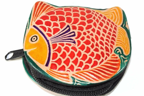 Colorful Fish Leather Coin Purse Small Zipper Wallet