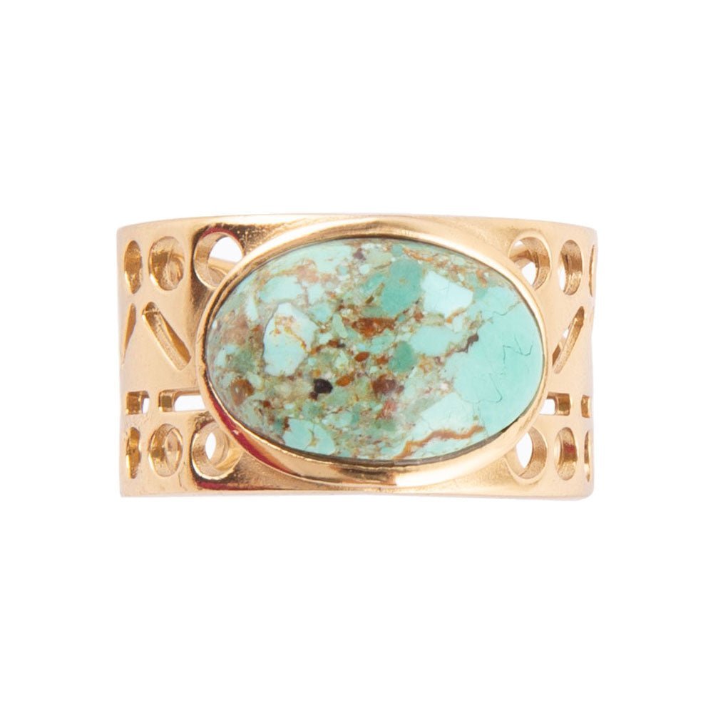 Cut it Out Blue Turquoise Golden Ring - ThisandThatShoppe