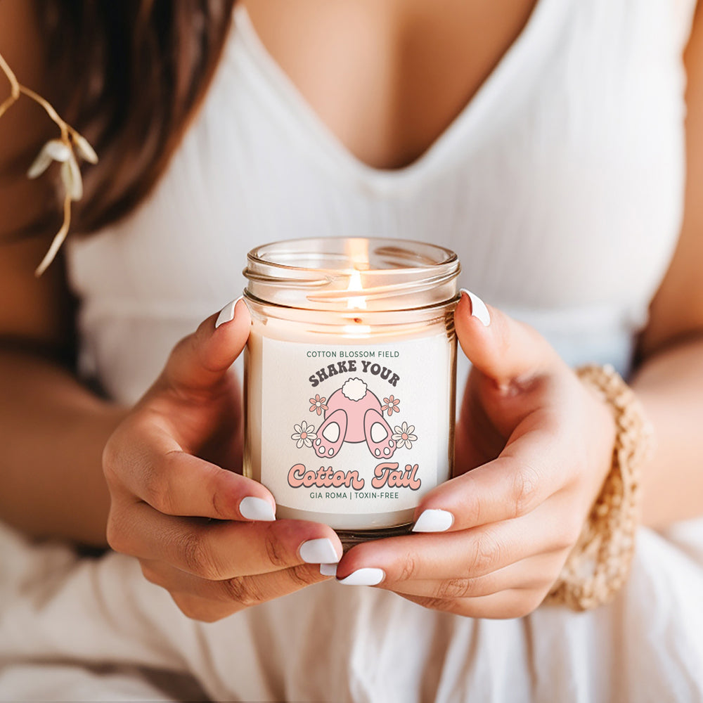 Bougie Coton Fleuri - Bougie de soja parfumée Lavande fraîche et Coton, Spa à domicile